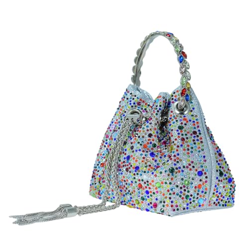 Image of HUANG ZHUANG Colorful Crystal Soft Purse Sparkly Rhinestone Handbag Women Clutch Bling Party Crossbody Bag for Prom Cocktail