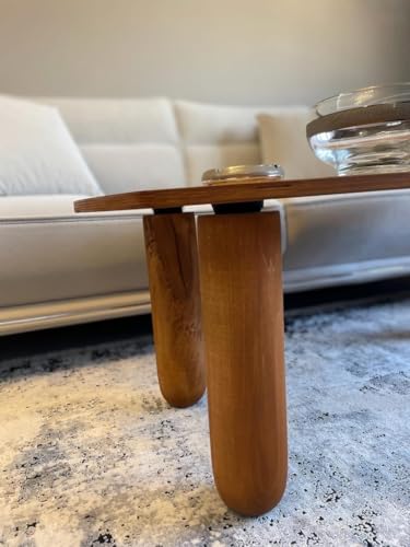 Image of Teak Wood Round Legs Coffee /Tea Table, Folding Small Table Unique Design (66X45X28 Cm), Brown