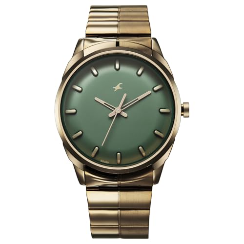 Image of Fastrack Chrome K Quartz Analog with Green Dial Titanium Stainless Steel Strap Watch for Men - 3273QM02