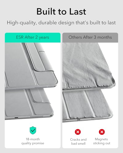 Image of ESR for iPad Air 11 Inch Case M4 /M3 /M2 (2026 /2025 /2024), iPad Air 5th /4th Gen (2022 /2020), Powerful Magnetic Attachment, Slim Trifold Stand Case, Auto Wake /Sleep, Durable Protection, Grey