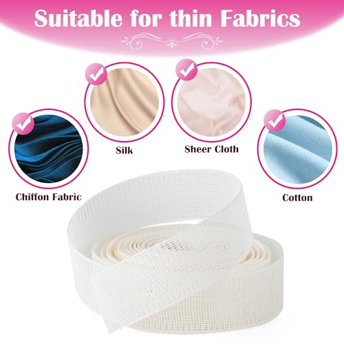 Image of 10 Yards Fishbone Tape for Sewing Banroll Tape for Sewing Narrow Hem Sewing Accessories Rolled Hem Tape for Chiffon or Delicate Fabrics Fishbone Boning Lining Seam Guide for Hemming Tool 3.5CM Width