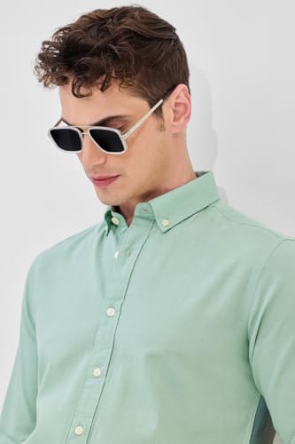 Image of SNITCH Men's Shirts | Slim Fit Cotton-Linen Blend | Classic Button-Down Collar & Full Sleeves | Casual & Formal Wear