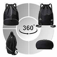 Hoedia Sports Drawstring Backpack - Swim Gym Bag for Women and Men, Black — image 7