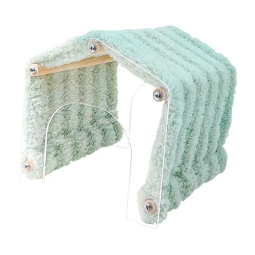 Generic Guinea Pig Hideout Transparent Bed Bottomless Comfortable Opening Cozy Acrylic Warm Fleece Hideaway Hamster Tunnel Tube, Green