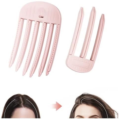 2 Pack Wind Shaping Styling Comb for Fluffy Bangs for Volume and Heatless Curls, Quick Hair Styling Tools, Volumizing Hair Clips for All Hair Types, No-Trace Hair Root Lifting Clips Men Women (Pink) Cover
