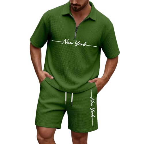 Survêtement gaufré imprimé décontracté coupe baggy t-shirt manches courtes et short homme