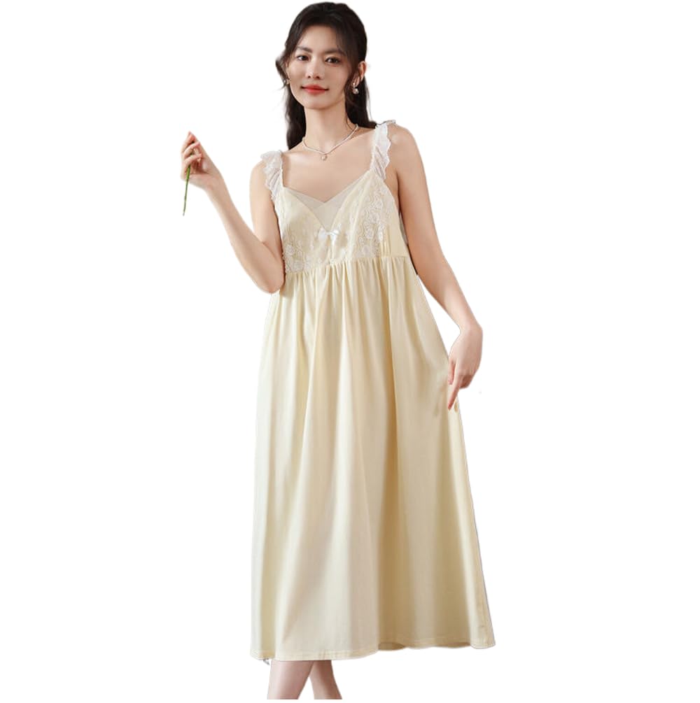 Camicia da Notte Donna - Pigiama da Notte in Pizzo Ricamato Estivo Femminile, Pigiama per Il Petto, Servizio A Domicilio, Camicie da Notte in Cotone