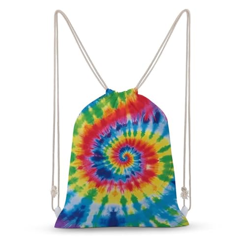Drawstring Backpack Gym Bag Tie Dye Rainbow Cinch Sackpack Waterproof Beach Bag for Women Men