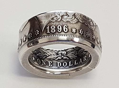 Morgan Silver Dollar 1896 Design Ring - Morgan Dollar Ring for Men and Women - Coin Design Jewelry T1/2