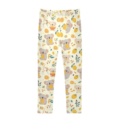 Cute Koala Bear Girls' Leggings Toddler Doodles Lemos Leaves Kids Yoga Pants Dance Active Tights 4T