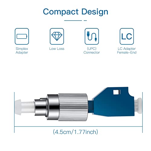 Image of Moocci 52 Pcs Visual Fault Locator Fiber Adapter, Fiber Optic Connector, Single Mode 9 /125um FC Male to LC Female Hybrid Optical Fiber Convertor Adapter Compatible with Optical Power Meter Cable
