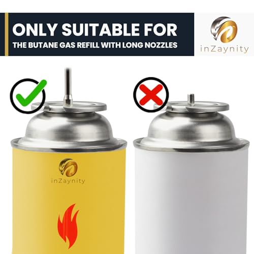 inZaynity Butane Torch Lighter - "The Beast" - Refillable Kitchen Torch with Safety Lock & Adjustable Flame - Butane Blow Torch Lighter for Creme Brulee, Welding, Soldering & Cooking (Silver Blue)