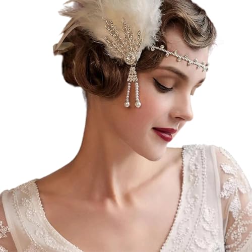 Chaîne de tête vintage ANTTK style Art Déco à frange en cristal pour cheveux de mariée