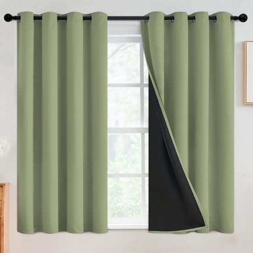 Image of SimpleHome Sage 100% Blackout Curtains Room Darkening Living Room 54 Inch