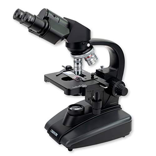 Image of Carson Advanced 40x-1600x LED Lighted Compound Binocular Head Microscope with Abbe Condenser and Double Layer Mechanical Stage (MS-170)