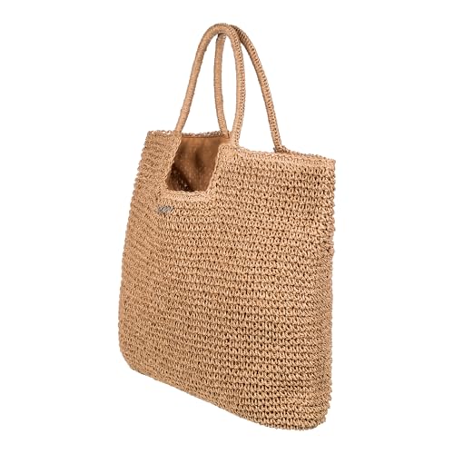 Image of Roxy Women's Beach Tote Bag | Travel | Vacation | Straw | Lightweight | Breathable, Coconut Pie - Natural
