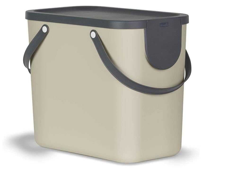 Rotho, Albula, Waste separation system 25l for the kitchen, Plastic (PP) BPA-free, brown/anthracite, 25l (40,0 x 23,5 x 34,0 cm)