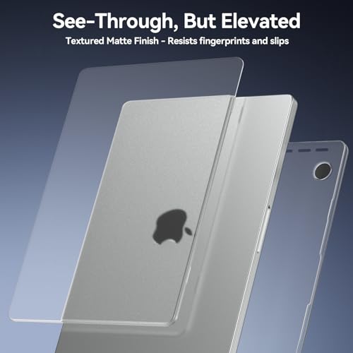 Image of EooCoo Case Compatible with MacBook Pro 14 inch M5 2026-2021 M4 M3 M2 M1 Pro /Max Chip, Official Color-Matched Armor, Frosted Hard Shell Cases with Keyboard Cover, Screen Protector - Matte Transparent