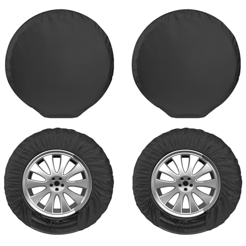 Image of KALINCO RV Tire Covers 4 Pack, Waterproof Wheel Cover, Anti-UV Sun Rain Snow Tire Covers for Travel Trailer Truck RV SUV Camper
