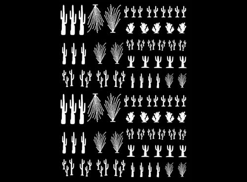 Mini Desert Cactus 90 pcs White Fused Glass Decals