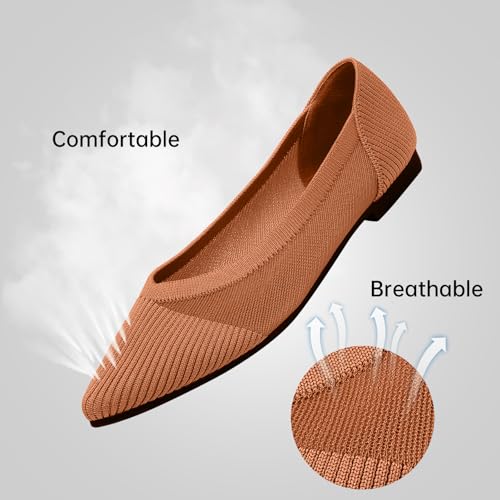 Image of TINGRISE Women's Flats Shoes Pointed Toe Knit Ballet Comfortable Dressy Mesh Flat