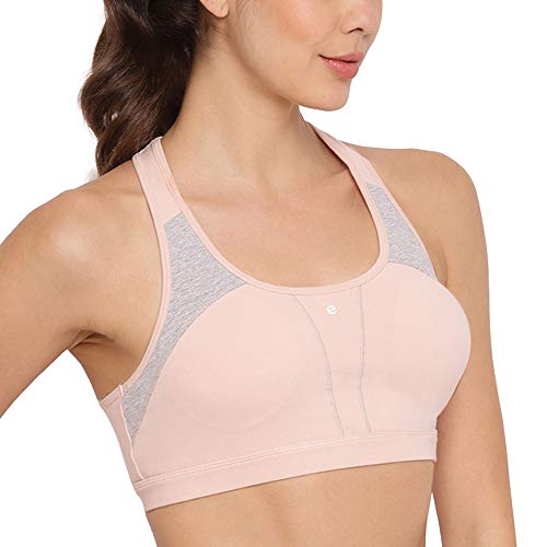 Enamor Medium Impact, Side Panel Shaping, Racer Back Women's Cotton Sports Bra - Padding with Removable Cups, Wirefree, High Coverage - SB08