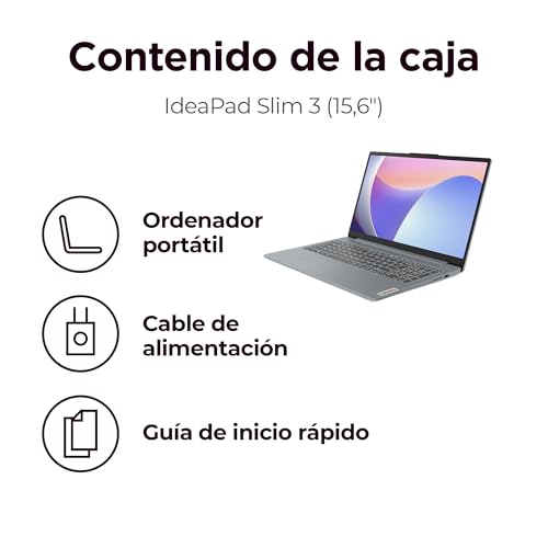 Lenovo IdeaPad Slim 3 Gen 8 - Ordenador Portátil 15.6" FHD Intel Core i5-13420H, 16 GB RAM, 512 GB SSD, Intel UHD Graphics, Wi-Fi 6, Sin Sistema Operativo Teclado QWERTY Español - Gris Ártico