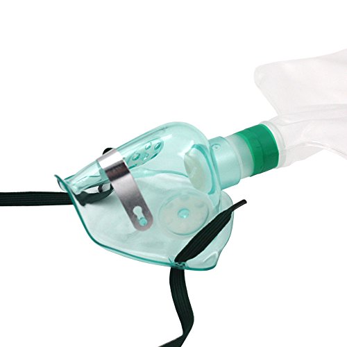 Image of Adult High Oxygen Concentration with Reservoir Bag Non-Rebreathing Face Mask NRBM pack of 1 with transparent colour