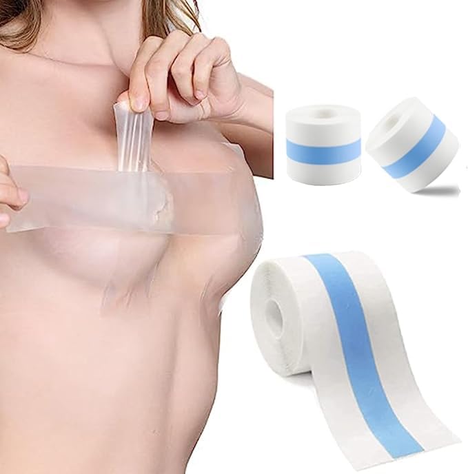 Boob Tape Clear Boobytape for Breast Invisible Lift Body Tape Transparent Self Adhesive Bra Tape Push up Sweatproof