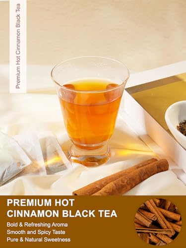 Image of TeeLux Hot Cinnamon Black Tea, Black Tea with Cinnamon, Clove, Smooth & Spicy & Sweet Flavor, Caffeine-Free, 100 Count