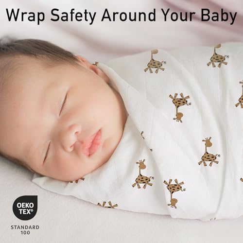 GLLQUEN BABY Receiving Blanket Boy Cotton Muslin Swaddle Blankets Girl Newborn Squares Breathable & Soft Thin Baby Blankets Cloths Double Absorbent Infant Swaddling Wrap - 6 Pack (Giraffe) — view 2