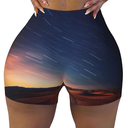 Oasis Pattern Sports Shorts, high Elastic Slim Fitness Pants, Suitable for Yoga/Leisure/Daily wear