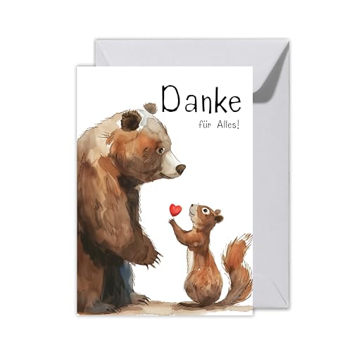 WBdesignz XXL Herzliche Dankkarte mit Umschlag - Danke für Alles!” - Süße Dankeschönkarte - Stilvolle Dankeskarte für Freunde Familie Partner Kollegen (XXL DIN A4)