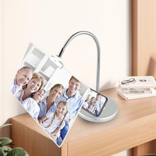 Image of 4X Magnifying Glass with Stand, 10 inchx6 inch Flexible Gooseneck Magnifying Glass, Large Page Magnifier for Reading Small Prints, Low Vision & Seniors(Sliver)