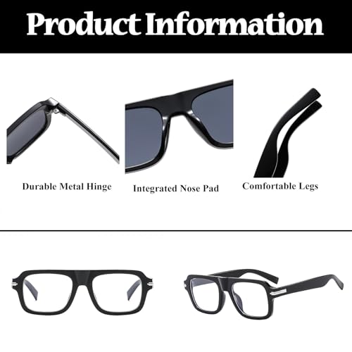 Image of LJCZKA Blue Light Blocking Glasses for Men Women Square Thick Frame Anti Eyestrain Computer Gaming Clear Lens Eyeglasses
