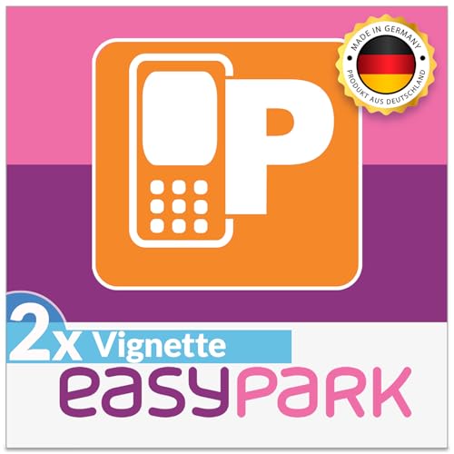 2x EASYPARK Aufkleber Easy Park Vignette APP Sticker Hinterglasaufkleber klein KFZ Ticket Auto Parkplakette Parken (6 x 6 cm UV Schutz wiederablösbar Made in Germany)