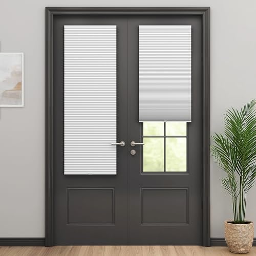 LazBlinds Cordless Cellular Shades for French Doors, No Drill French Door Blinds for Privacy,...