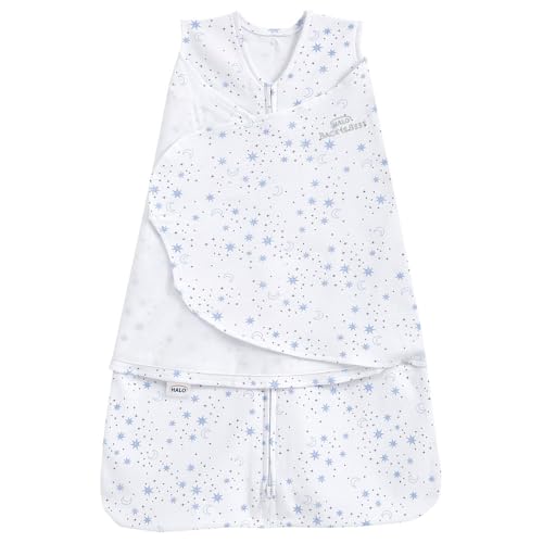 HALO Sac de Couchage de bébé Swaddle | 1.5 tog Sleepsack | 100% Coton, lunes Bleues pour Les bébés | Changement de Couche Zip Facile | Couverture Portable...