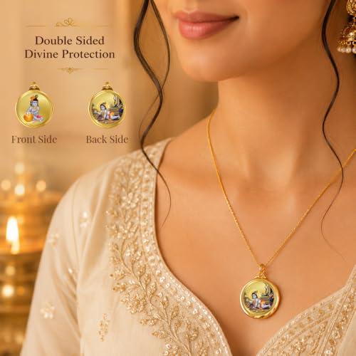 Image of DIVINITI 24K Gold Plated Double-Sided Religious Pendant with Premium Gift Box, Spiritual Locket for Men & Women, Devotional Jewellery for Gifting & Everyday Wear