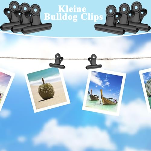 luckaide Kleine Bulldog Clips, 20 Stück 30MM Klammern Schwarze Metall Scharnier Clips Datei Papierklammern Fotoklammern Buchklammer Dokumentenklammer Klemmbrett für Tags Taschen, Geschäfte, Hause