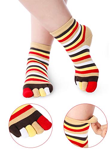 SATINIOR 6 Pairs Rainbow Women Toe Socks Full Finger Socks Separated Cotton Stocking Colorful Stripe Stocking for Women Men3