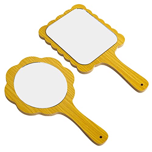 Espejos de maquillaje portátiles de madera DOITOOL 2 unidades