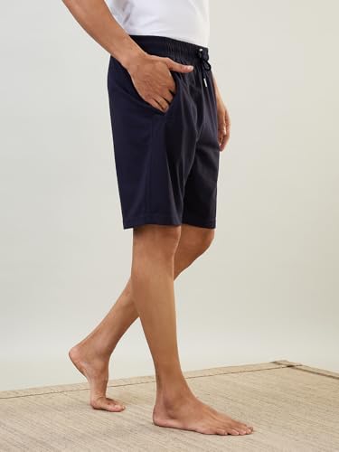 Image of SleepZ by Raymond Men Regular Fit Solid Pattern Cotton Polyester Blend Shorts