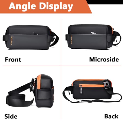 Image of GUSTAVE Waist Bag for Men Women with Adjustable Strap, Sling Bag Cross Body Bag Large Waterproof Oxford Cloth Chest Bag Fanny Pack for Hiking Travel Camping Running Sports Outdoors