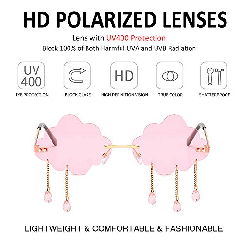 Bojod Rimless Party Sunglasses For Women Trendy Retro Creative 90S Sunglasses Funny Cloud Shaped Disco Glasses Pink #TOP2