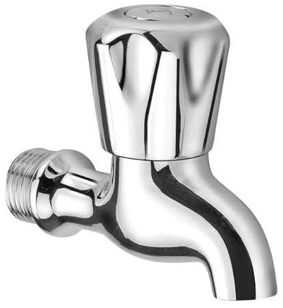 GKP Brass (Chrome Polished) Bib Cock Water Tap Short Body Tap with Wall Flange