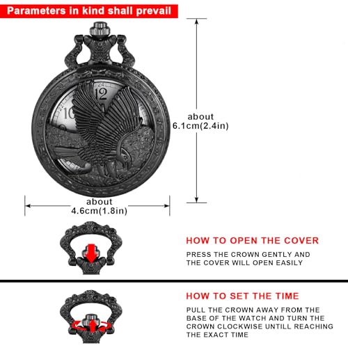 Image of Tiong Pocket Watch Pattern Vintage Quartz Pocket Watches with Chain Christmas Graduation Birthday Gifts Fathers Day