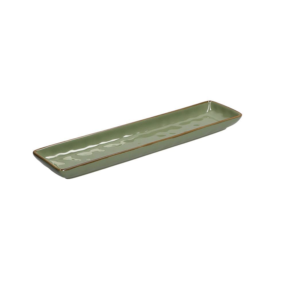Plateau rectangulaire Concert Rose & Tulipani vert olive 32x8 cm pour présentation apéritif chic
