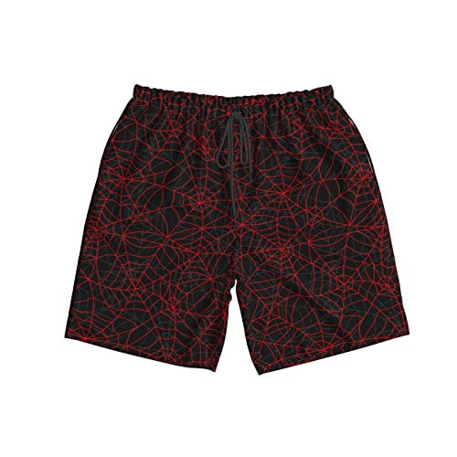 Abstract Spider Web red Black Mens Swim Trunks Beach Shorts Summer Sports Running Bathing Suits