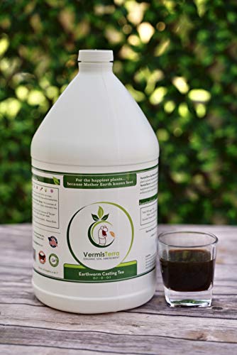 Vermisterra Earthworm Casting Tea - Organic Worm Tea - Gallon - Soil Conditioner Concentrate - Living Enzymes, Nourish Plants And Boost Growth - Feeds All Crops: Vegetables, Flowers, Fruit And Trees #TOP6